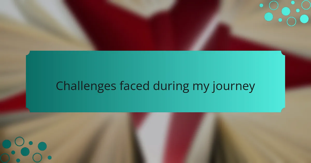 Challenges faced during my journey