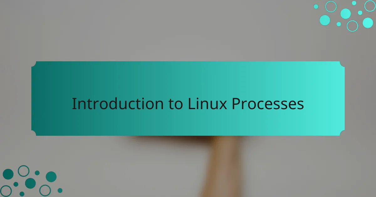 Introduction to Linux Processes