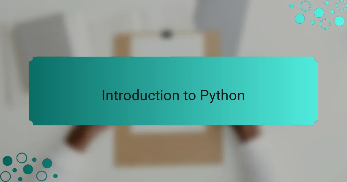 Introduction to Python